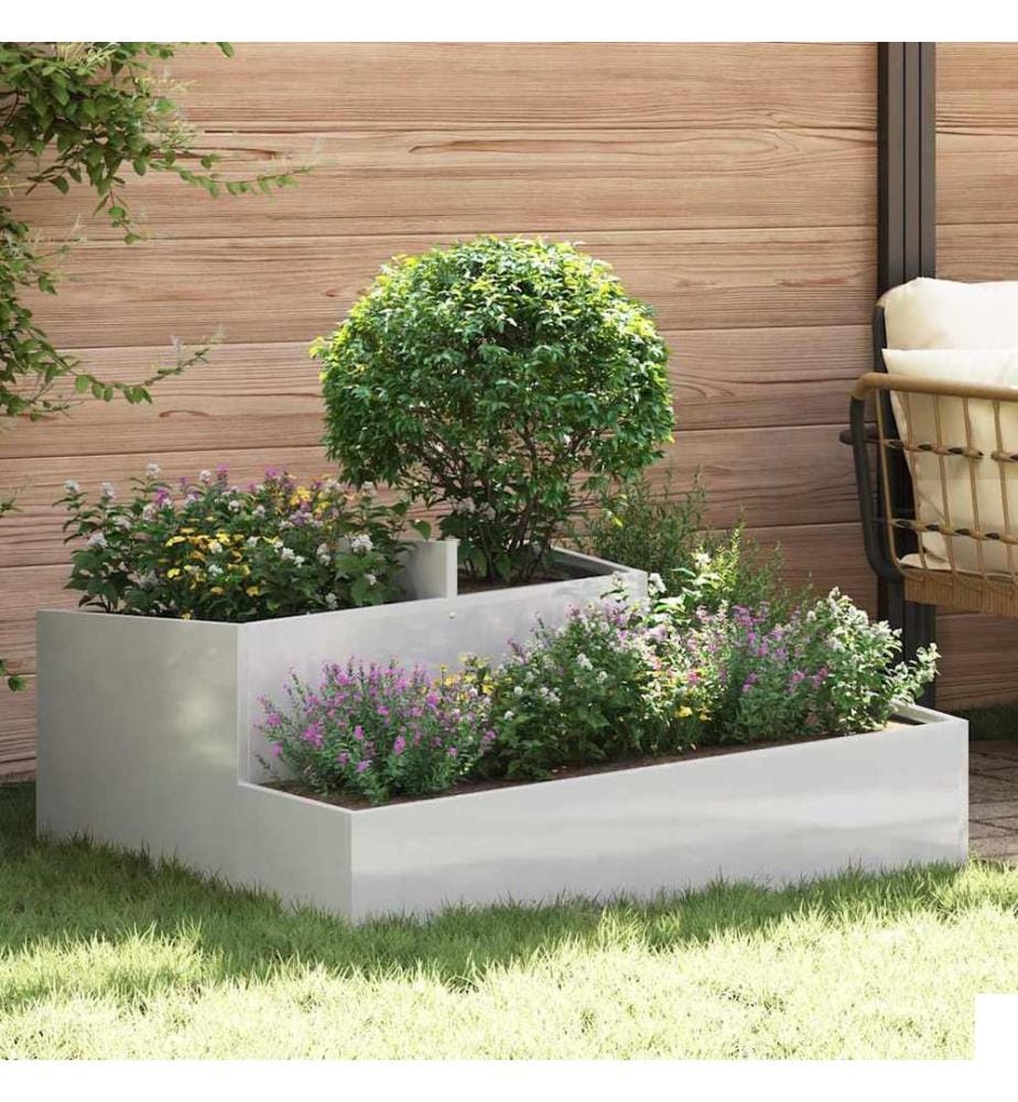 vidaXL Cache-pot de jardin Argent 100 x 100 x 50 cm Acier inoxydable