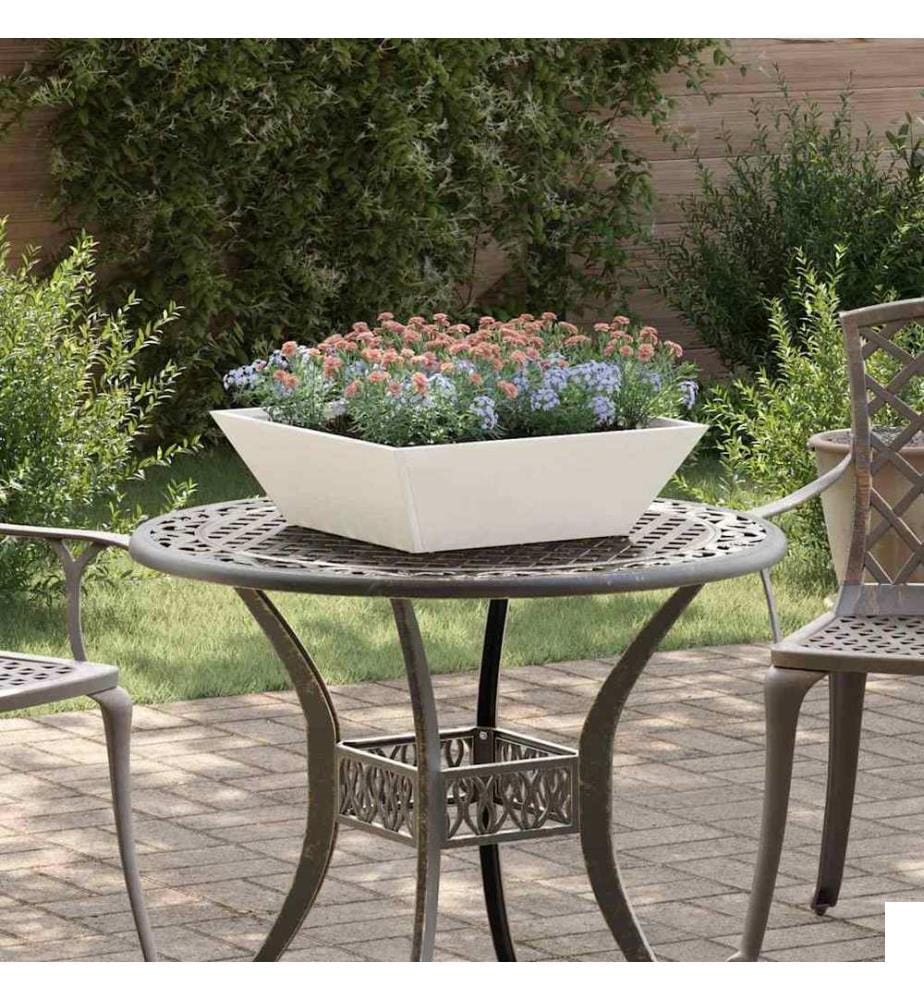 vidaXL Cache-pot de jardin Blanc 50 x 50 x 15 cm Acier laminé à froid