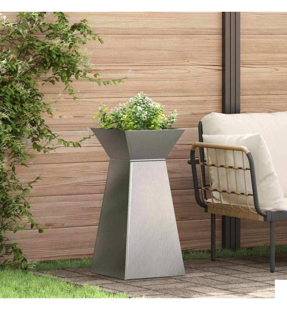 vidaXL Jardinière à pilier Argent 35 x 35 x 73 cm Acier inoxydable