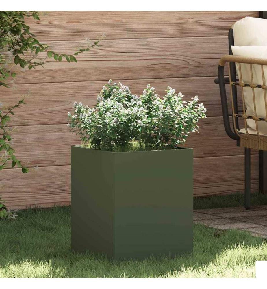 vidaXL Cache-pot de jardin Vert olive 32 x 32 x 40 cm