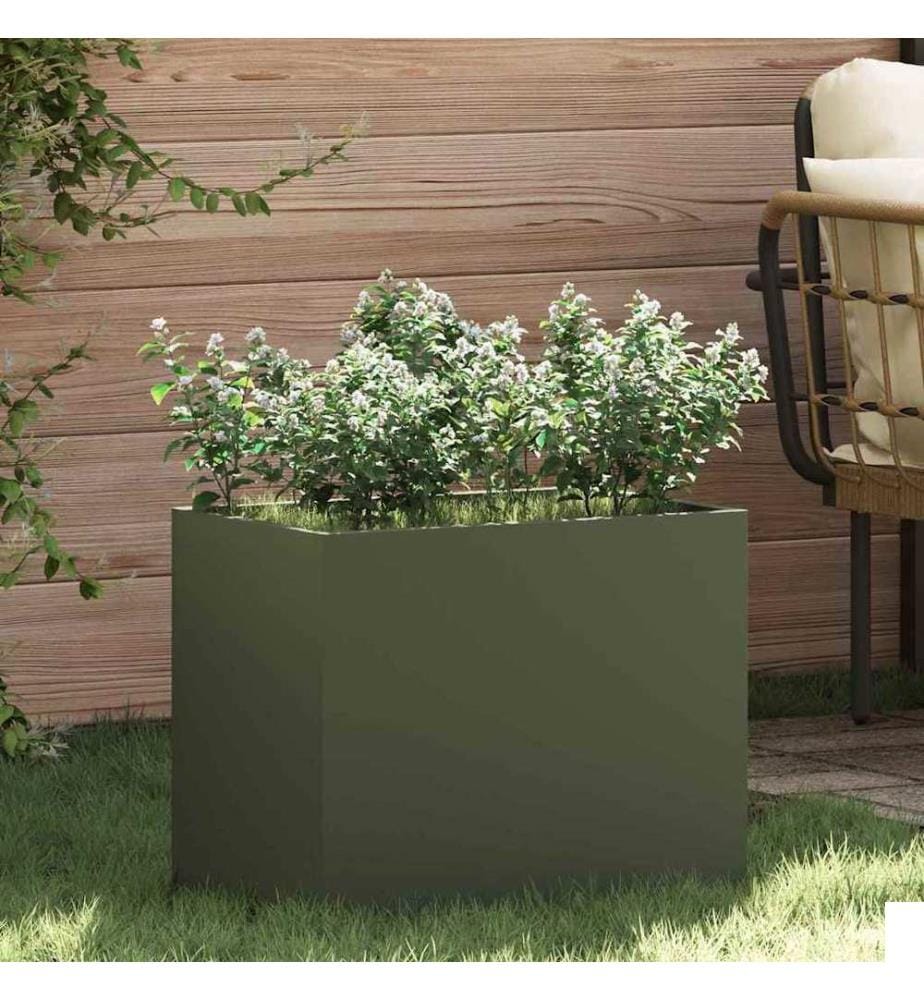 vidaXL Cache-pot de jardin Vert olive 50 x 32 x 40 cm