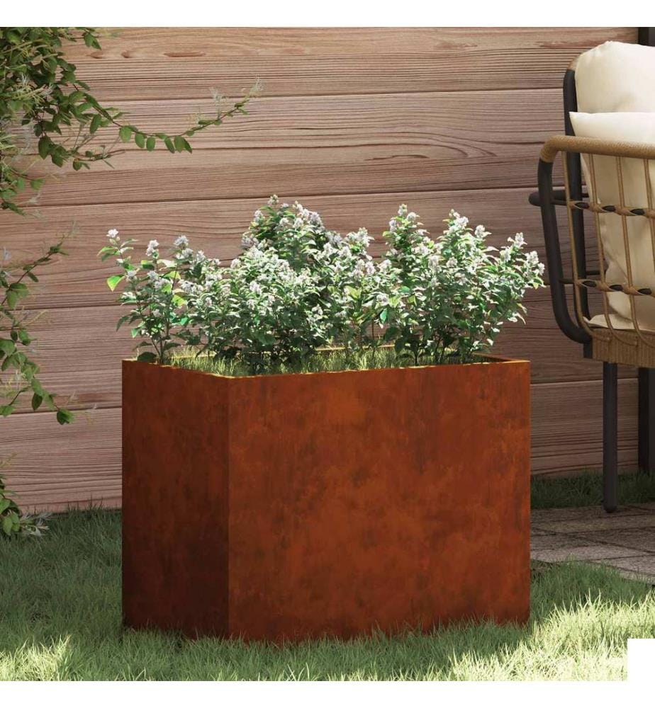 vidaXL Cache-pot de jardin Acier patiné 50 x 32 x 40 cm Acier patiné