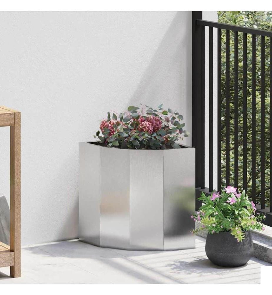 vidaXL Jardinière d'Angle Argent 30 x 30 x 35 cm Acier inoxydable