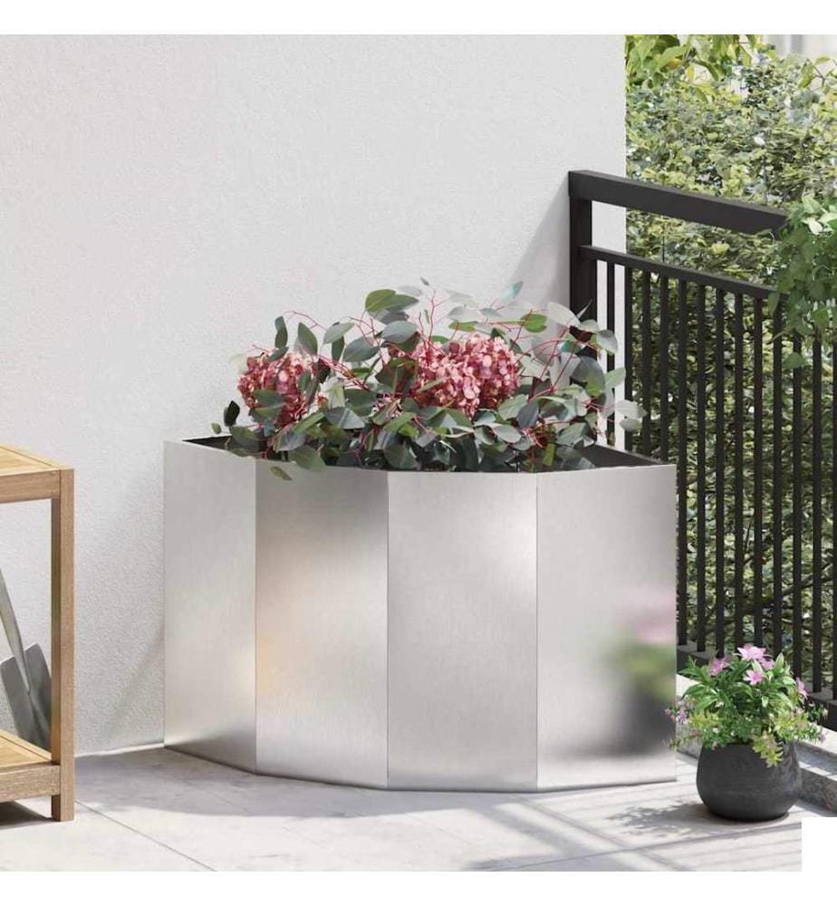 vidaXL Jardinière d'Angle Argent 60 x 60 x 50 cm Acier inoxydable