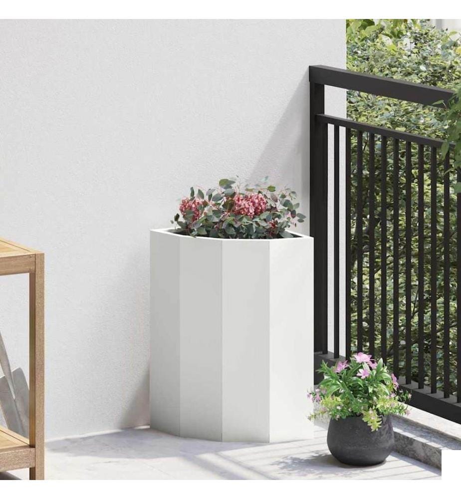 vidaXL Jardinière d'Angle Blanc 30 x 30 x 50 cm Acier