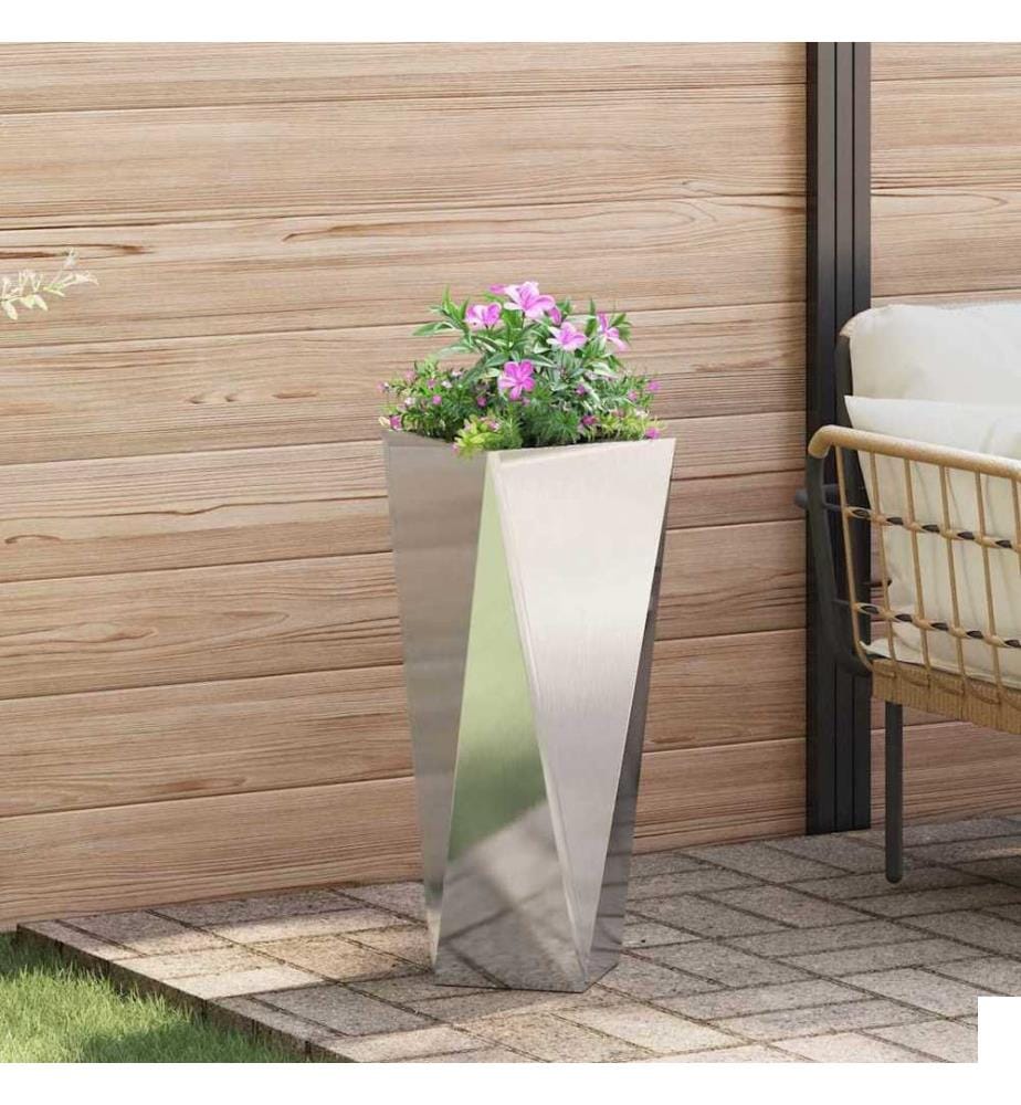 vidaXL Jardinière Argent 30 x 30 x 75 cm Acier inoxydable