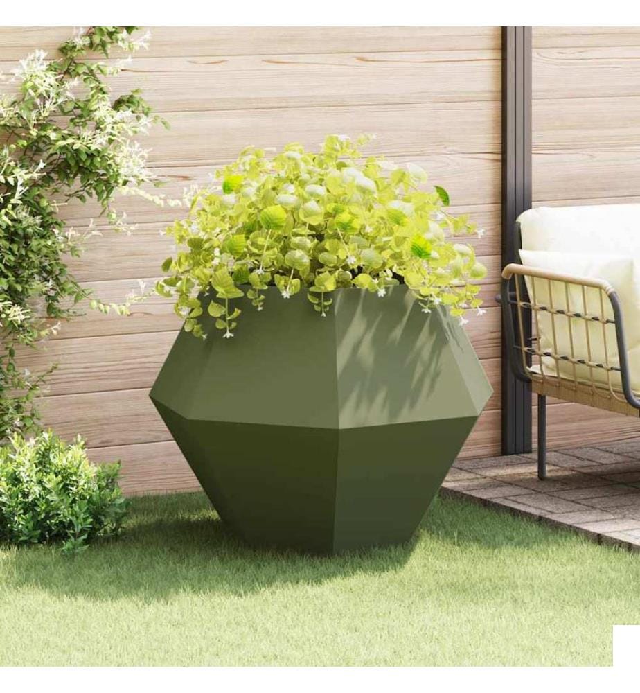vidaXL Jardinière Vert olive 100 x 100 x 80 cm Acier
