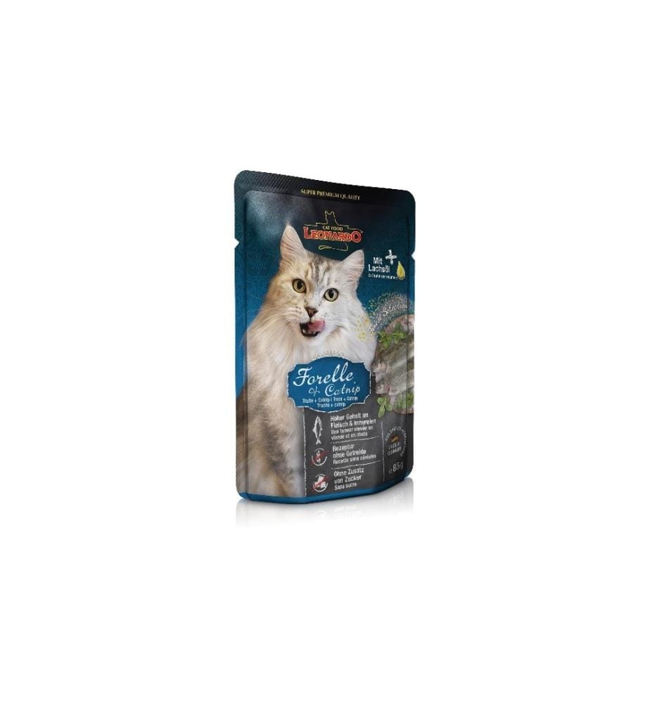LEONARDO CAT FOOD - Alimentation humide Truite & catnip, 85 g
