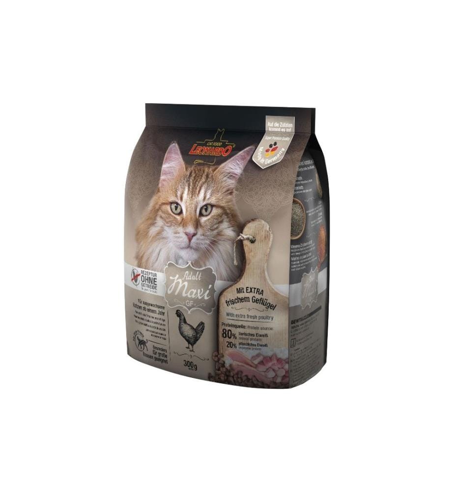LEONARDO CAT FOOD - Alimentation sèche Adult sans céréales Maxi, 300 g