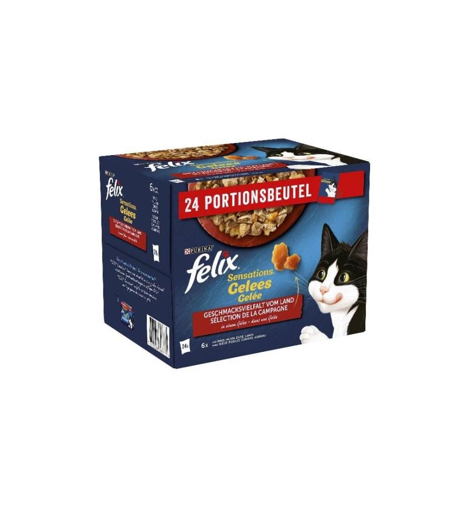 FELIX - Alimentation humide Gelée de viande Sensations, 24 x 85 g