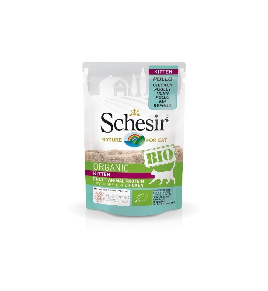 SCHESIR - Alimentation humide Kitten Bio au poulet, 85 g