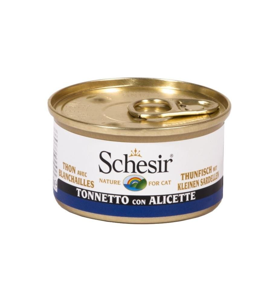 SCHESIR - Alimentation humide Thon & anchois en bouillon, 85 g