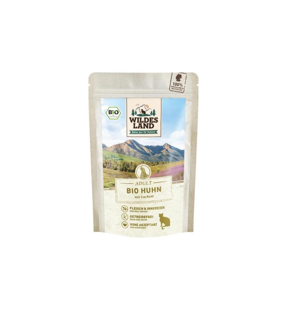 WILDES LAND - Alimentation humide Adult BIO Poulet PUR avec. Huile de saumon 85 g