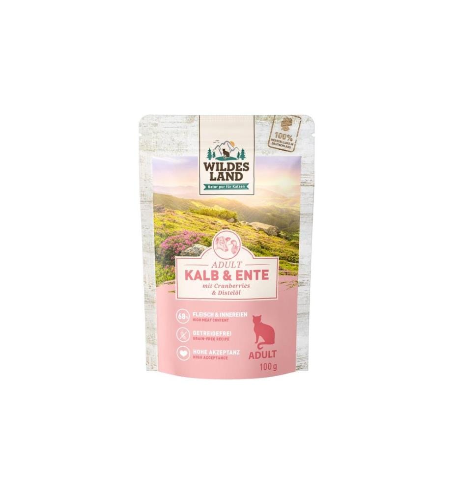 WILDES LAND - Alimentation humide Adult veau & canard 100 g