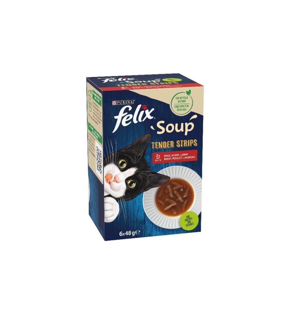 FELIX - Alimentation humide Soup Original Viande, 6 x 48g