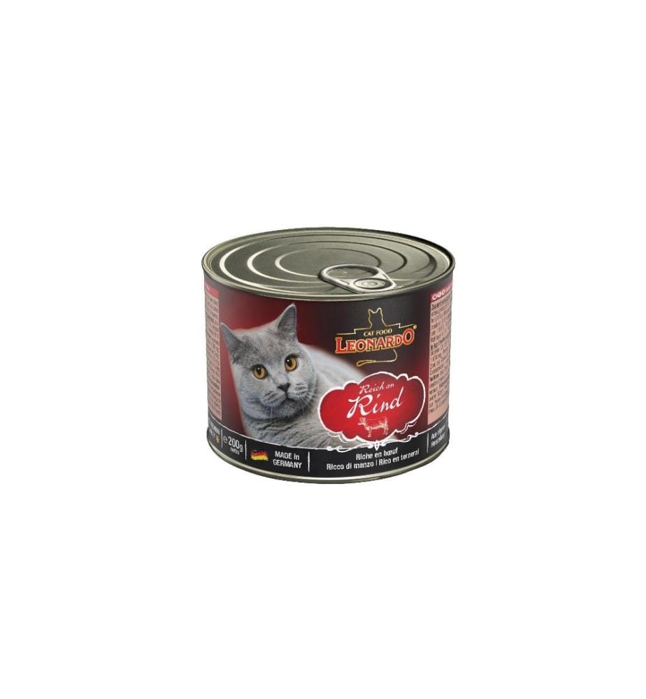 LEONARDO CAT FOOD - Alimentation humide Riche en buf, 200 g