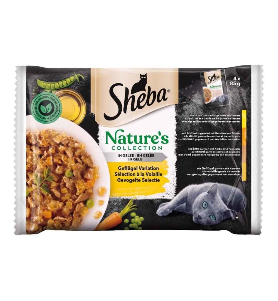 SHEBA - Alimentation humide Natures Collection Gelée  Volaille, 4 x 85 g