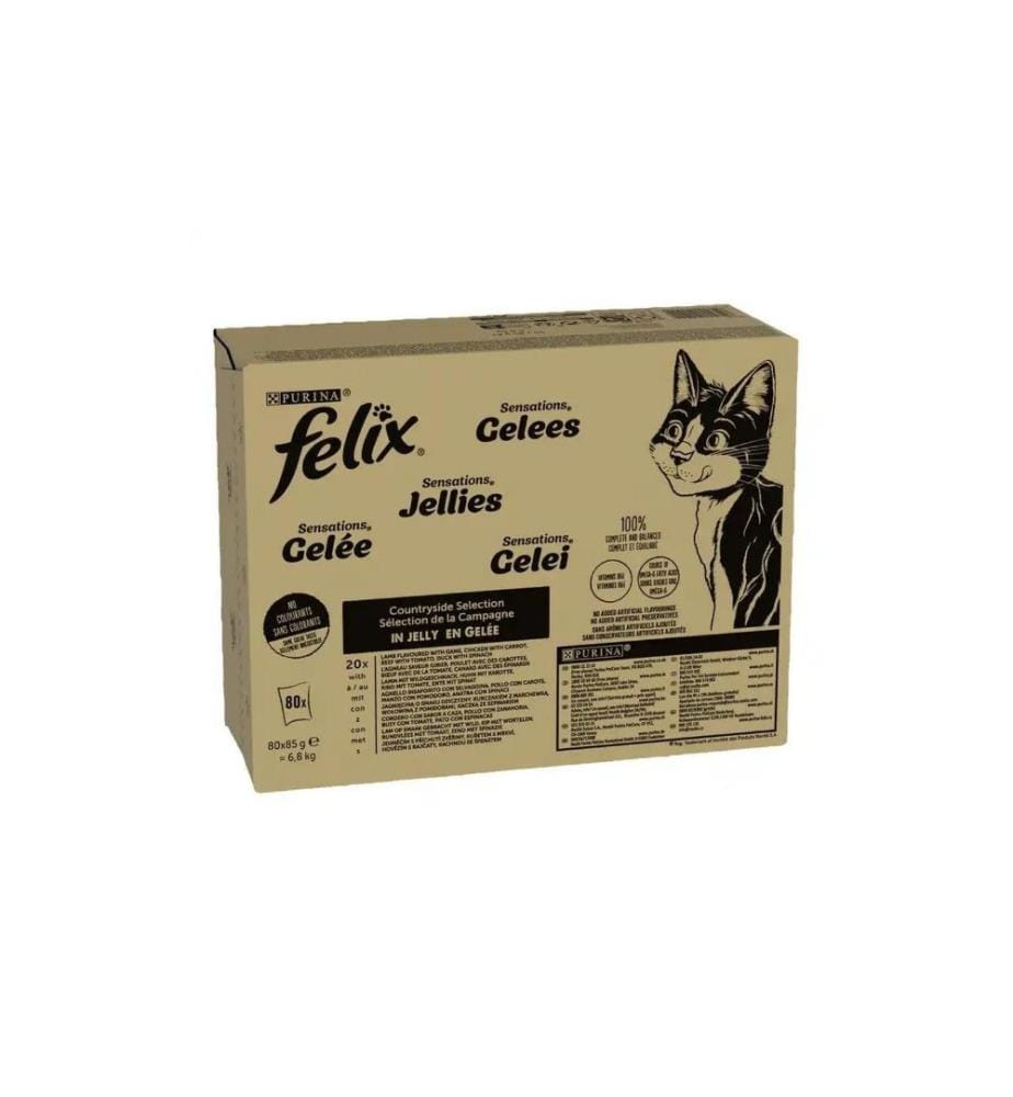 FELIX - Alimentation humide Sensations Gelée Countryside Mix, 80 x 85 g