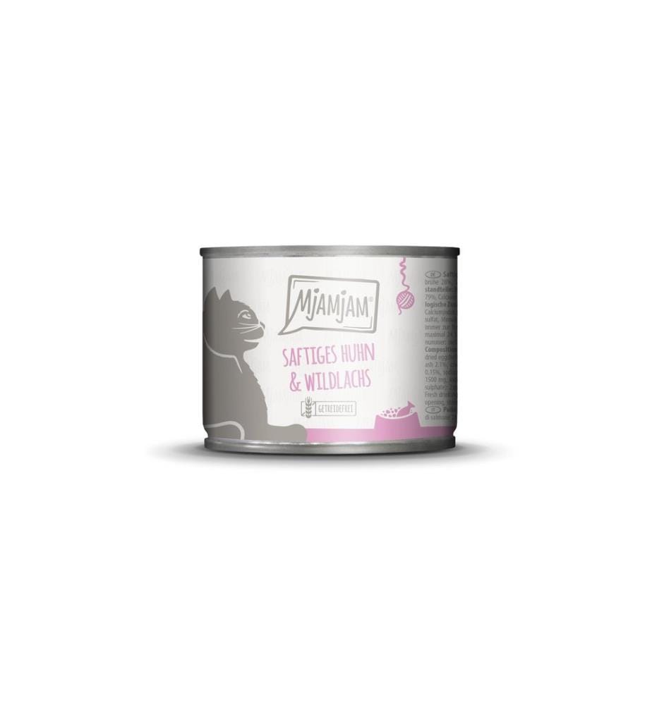 Mjamjam - Alimentation humide Boîte de poulet & saumon sauvage, 200 g