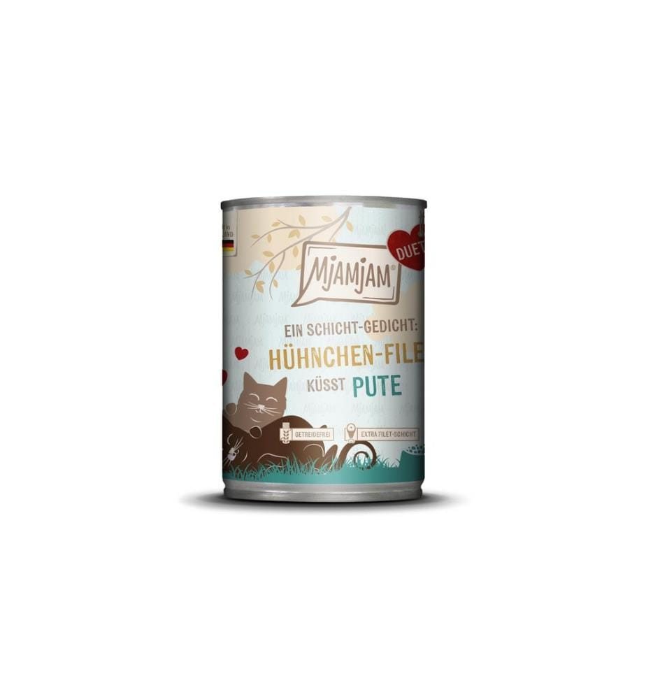 Mjamjam - Alimentation humide Duo poulet-filet embrasse dinde, 390 g