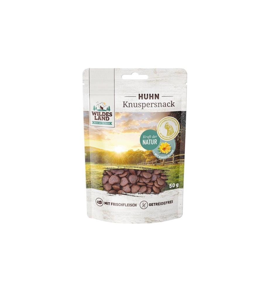 Wildes Land Friandise pour chat Knuspersnack Poulet avec calendula 50 g