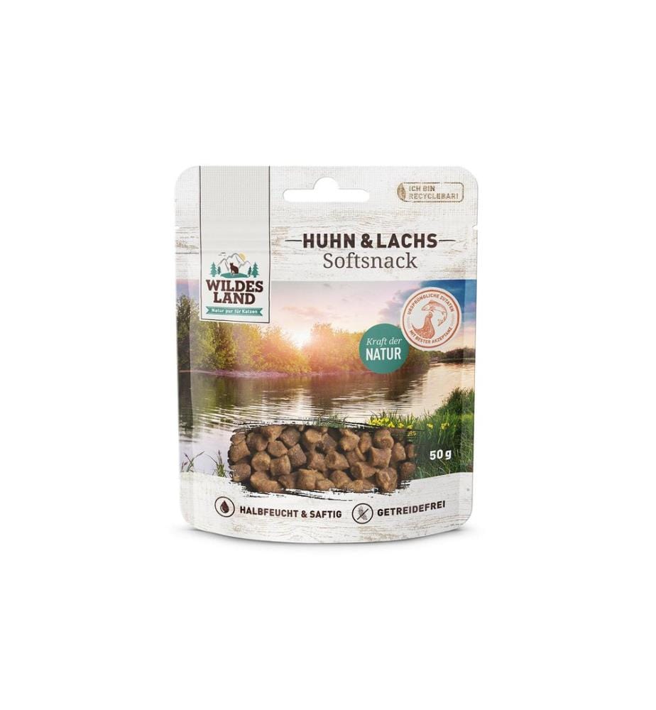 Wildes Land en-cas mou poulet & saumon 50 g