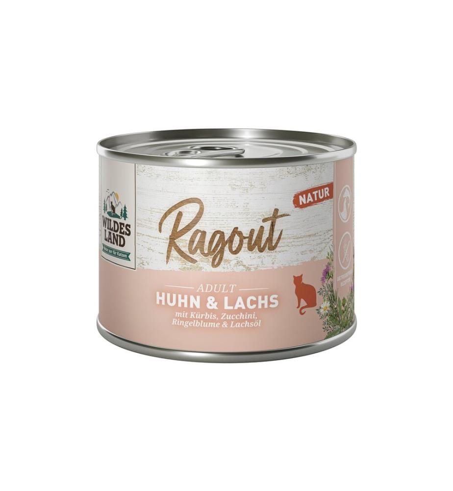 Nourriture humide Wildes Land Ragout Poulet & Saumon 6 x 180 g