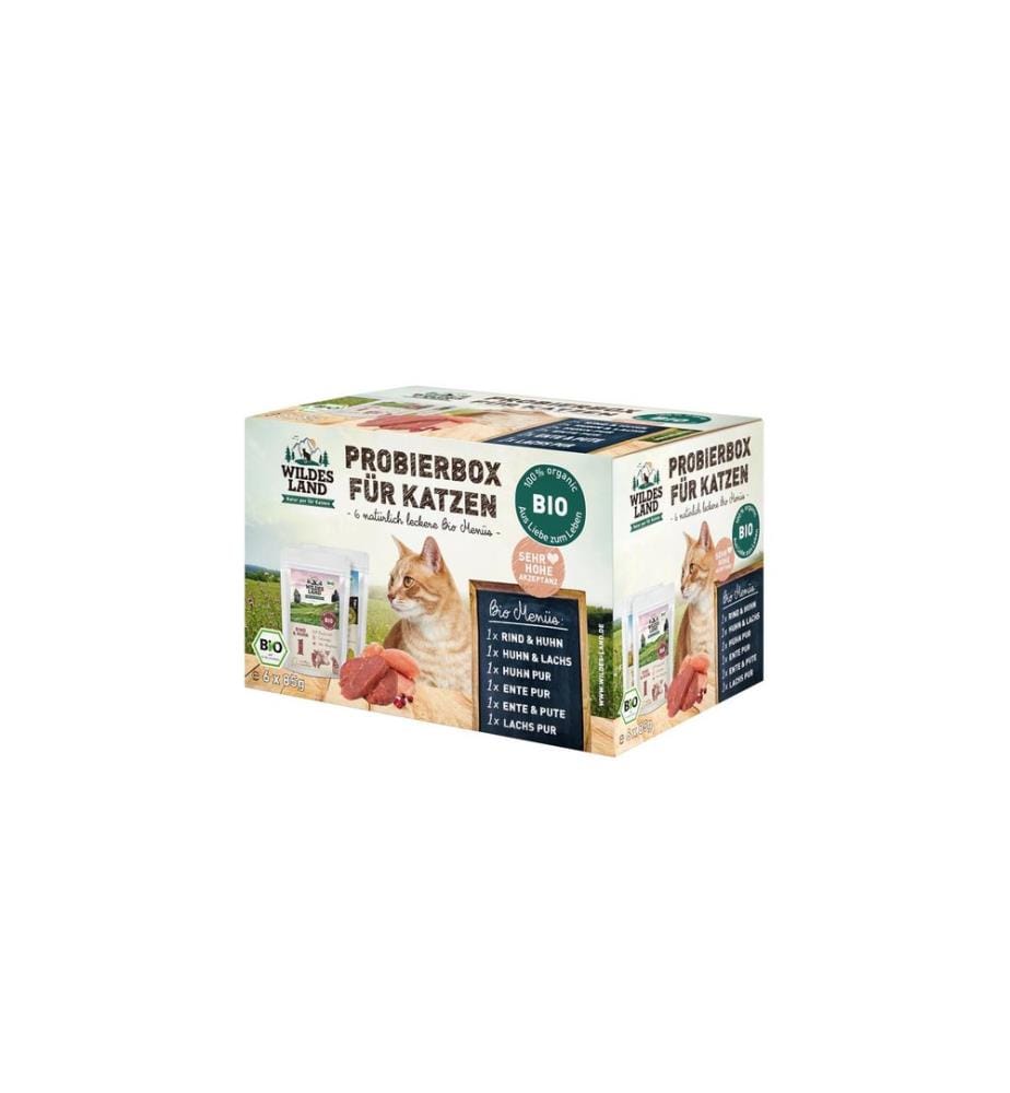 Pâtée humide Wildes Land Adult BIO Box découverte, 6 x 85 g