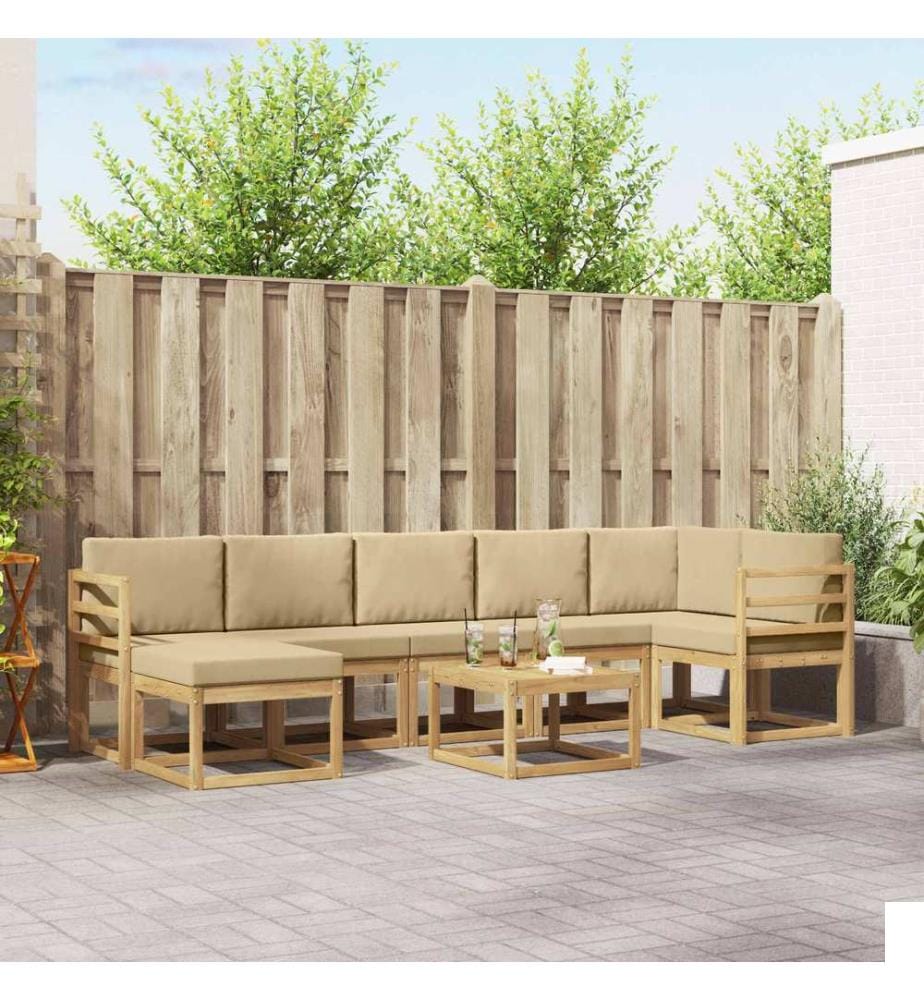vidaXL Ensemble de canapés d'extérieur 8 pcs Blanc et Beige Polyester
