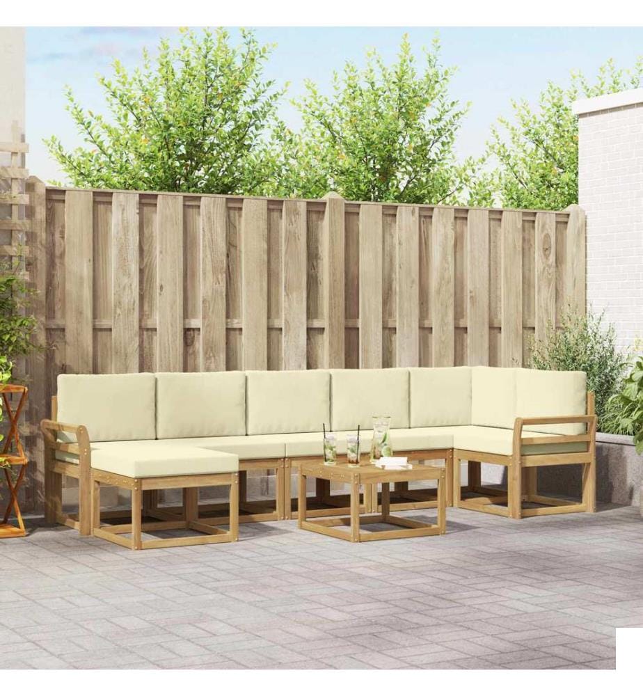 vidaXL Ensemble de canapés d'extérieur 8 pcs Blanc et crème Polyester