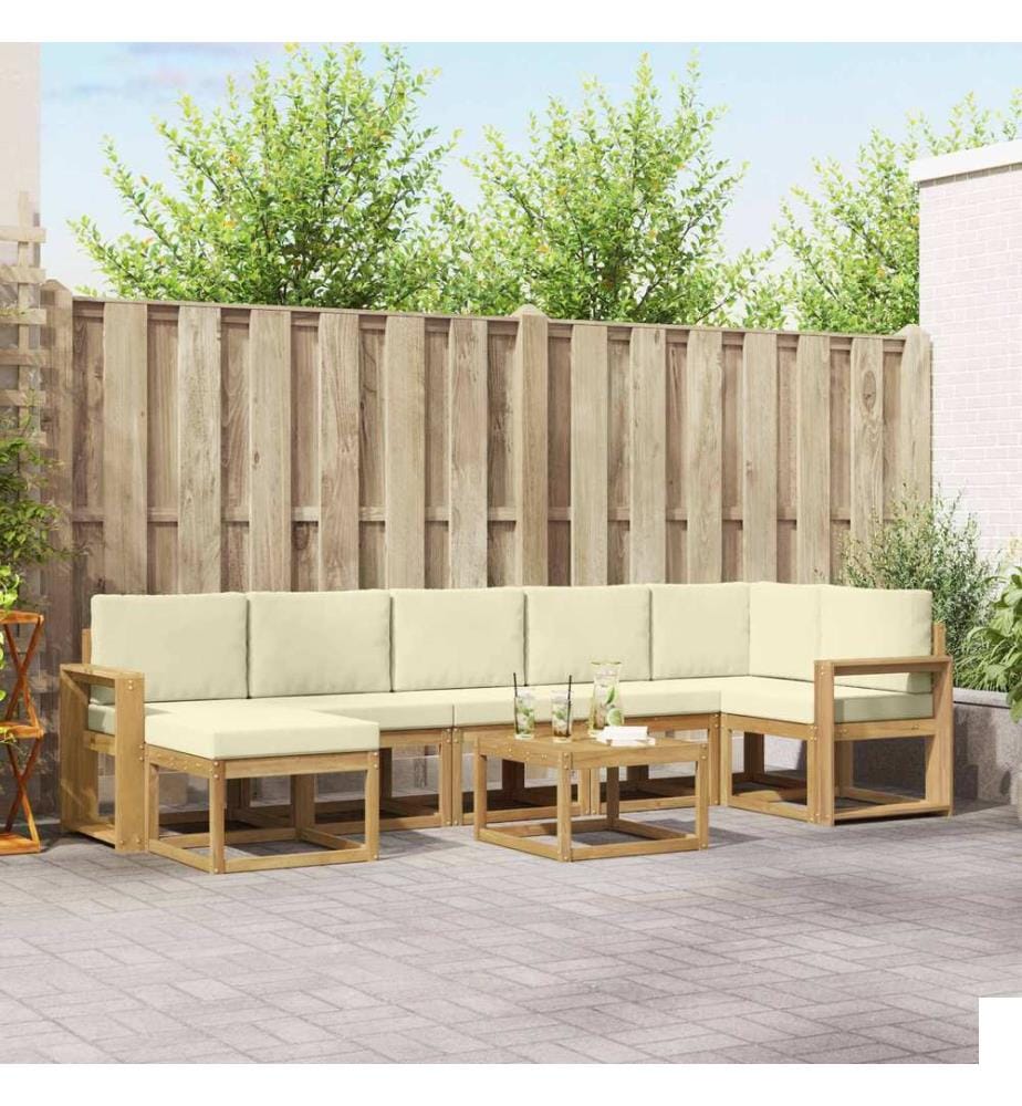 vidaXL Ensemble de canapés d'extérieur 8 pcs Blanc et crème Polyester