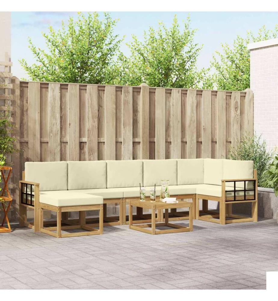 vidaXL Ensemble de canapés d'extérieur 8 pcs Blanc et crème Polyester