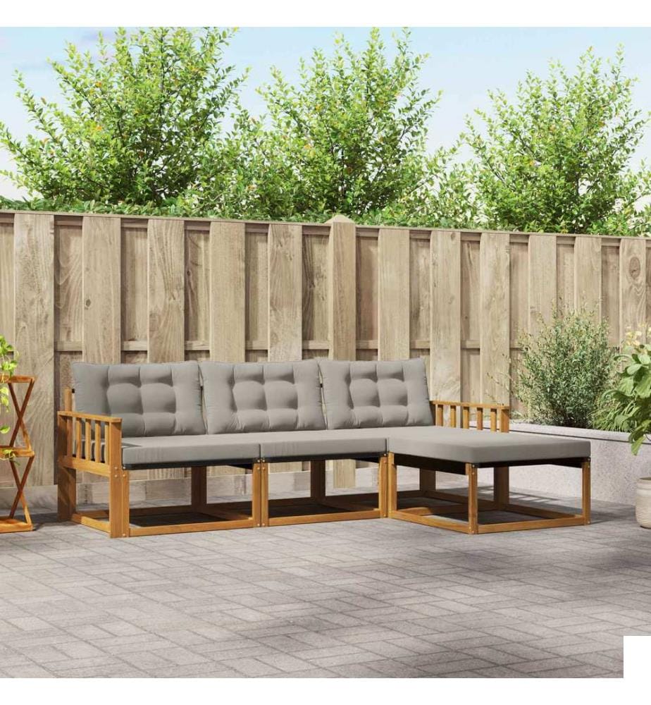 vidaXL Ensemble de canapés d'extérieur 4 pcs Gris Naturel et Clair