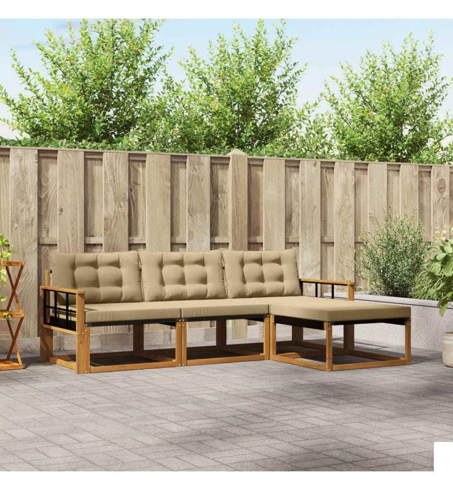 vidaXL Ensemble de canapés d'extérieur 4 pcs Naturel et Beige