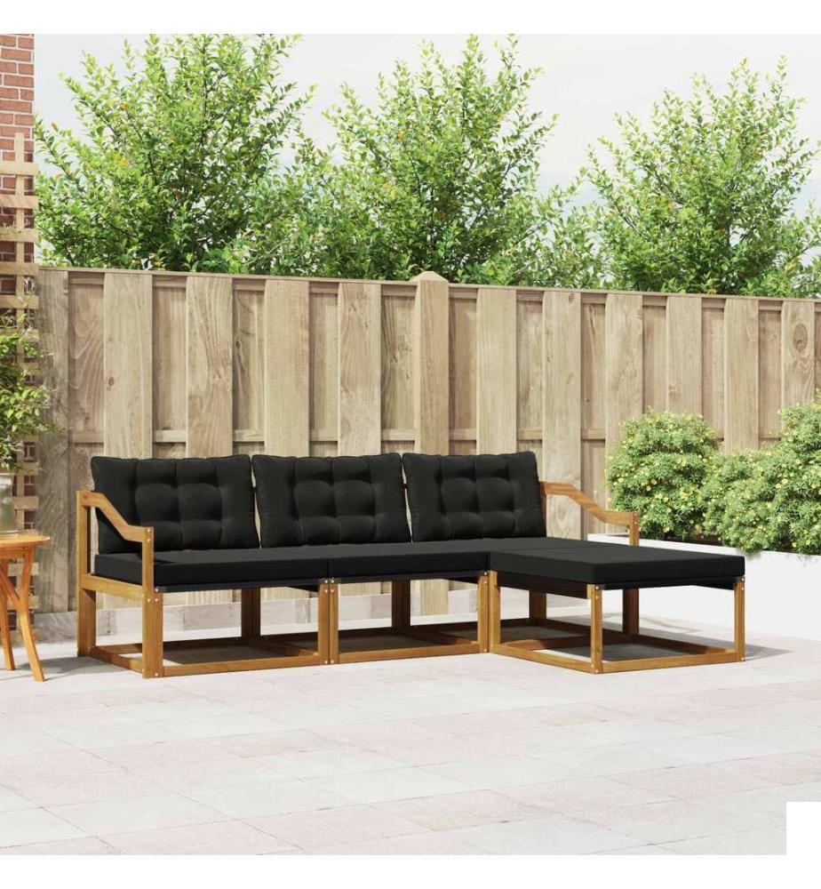 vidaXL Ensemble de canapés d'extérieur 4 pcs Naturel et Noir