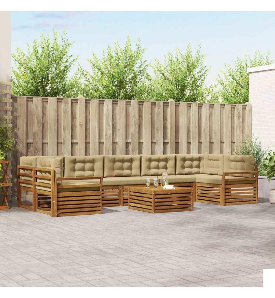 vidaXL Ensemble de canapés d'extérieur 8 pcs Naturel et Beige