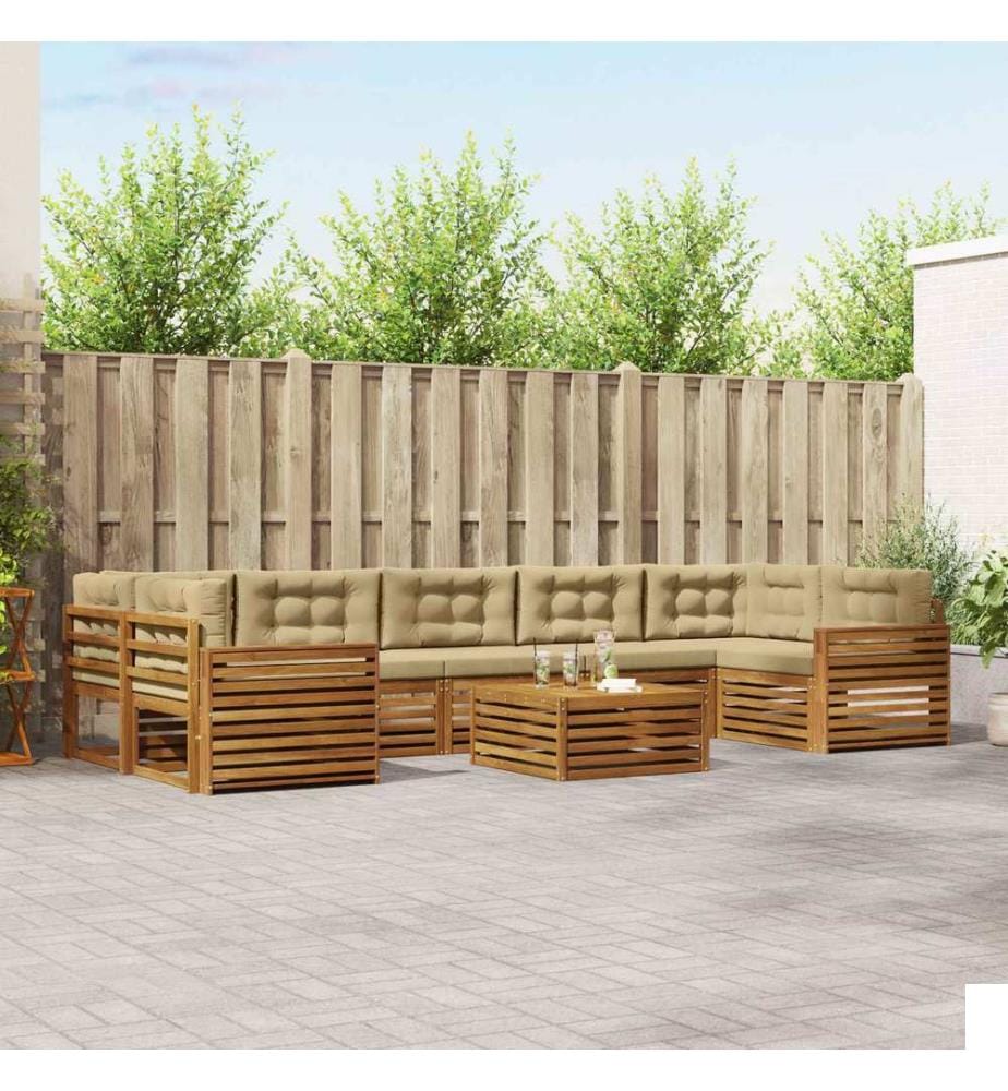 vidaXL Ensemble de canapés d'extérieur 8 pcs Naturel et Beige