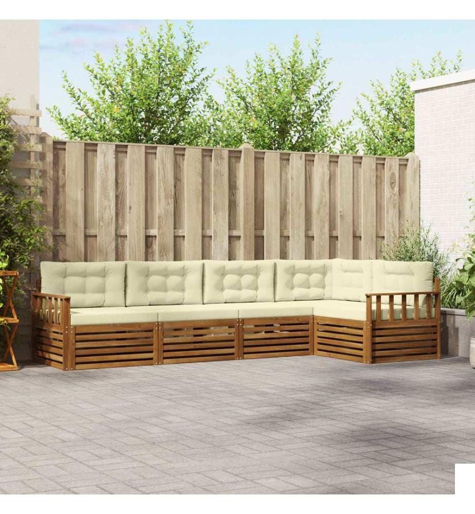 vidaXL Ensemble de canapés d'extérieur 5 pcs Naturel et Crème