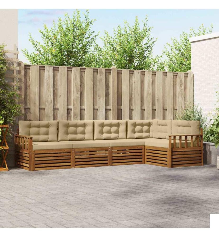 vidaXL Ensemble de canapés d'extérieur 5 pcs Naturel et Beige