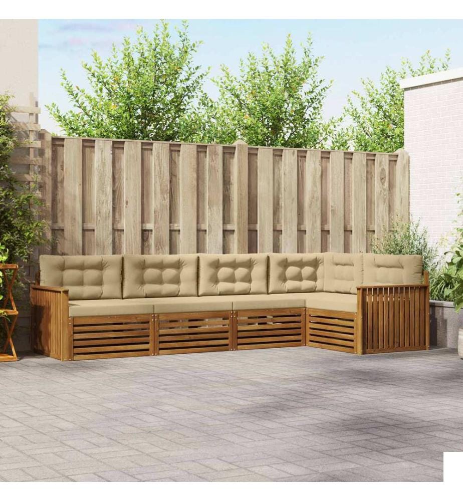vidaXL Ensemble de canapés d'extérieur 5 pcs Naturel et Beige