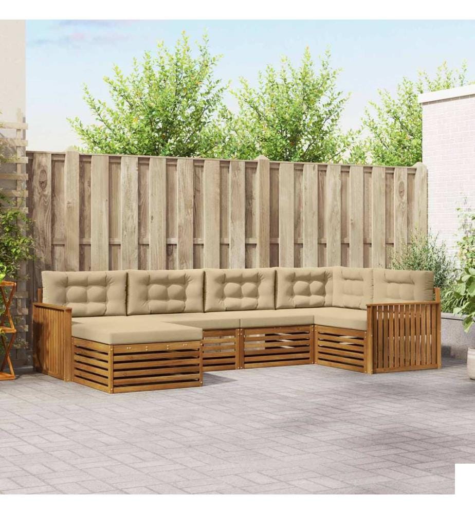 vidaXL Ensemble de canapés d'extérieur 6 pcs Naturel et Beige
