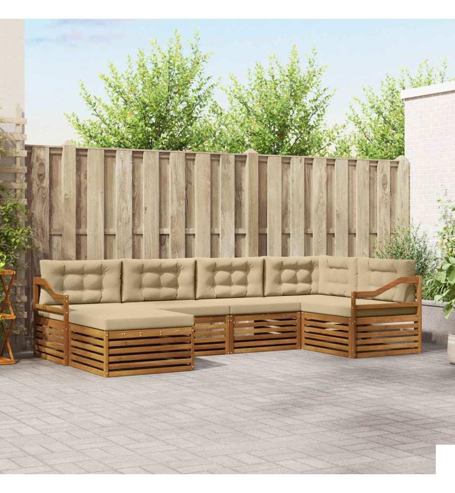 vidaXL Ensemble de canapés d'extérieur 6 pcs Naturel et Beige