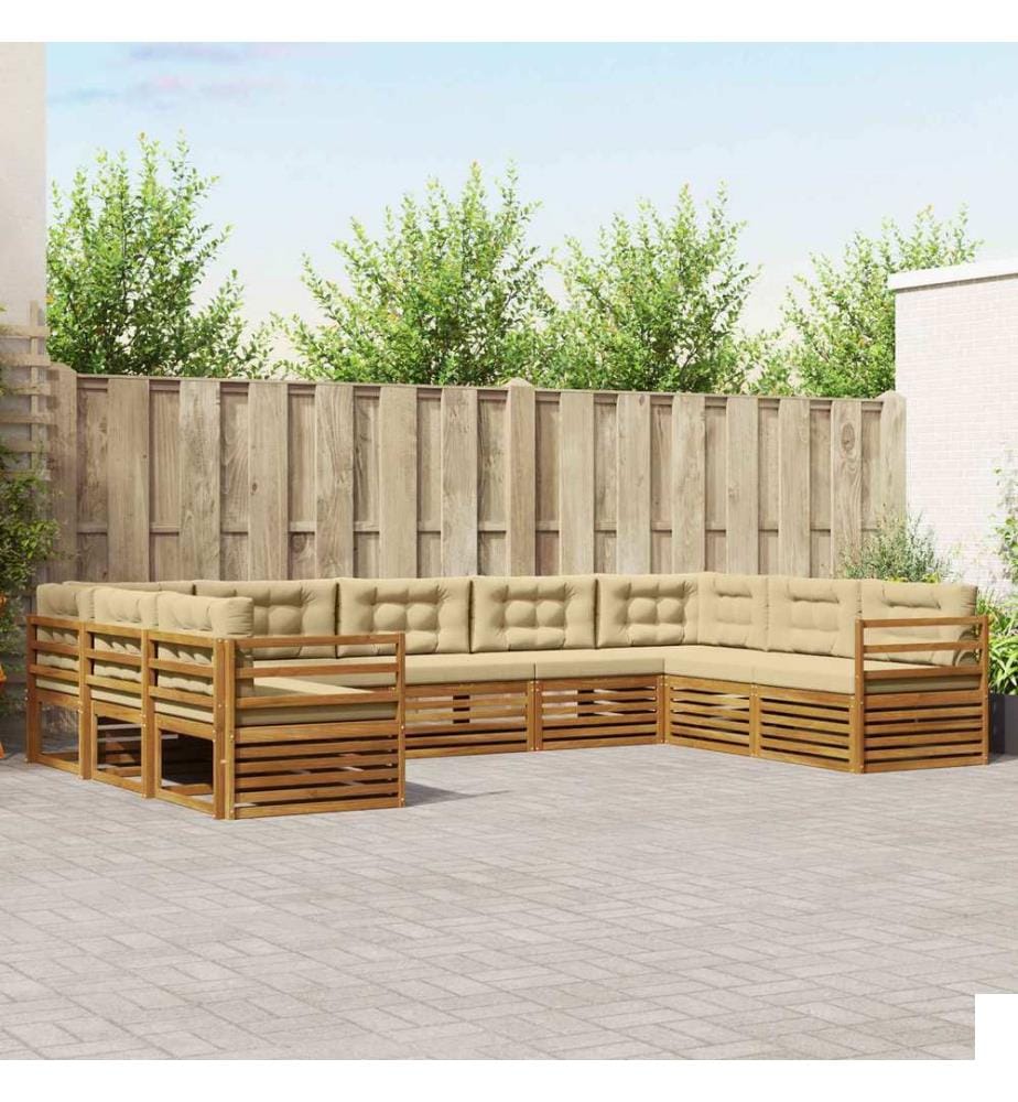 vidaXL Ensemble de canapés d'extérieur 9 pcs Naturel et Beige