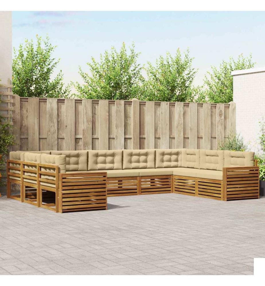 vidaXL Ensemble de canapés d'extérieur 9 pcs Naturel et Beige