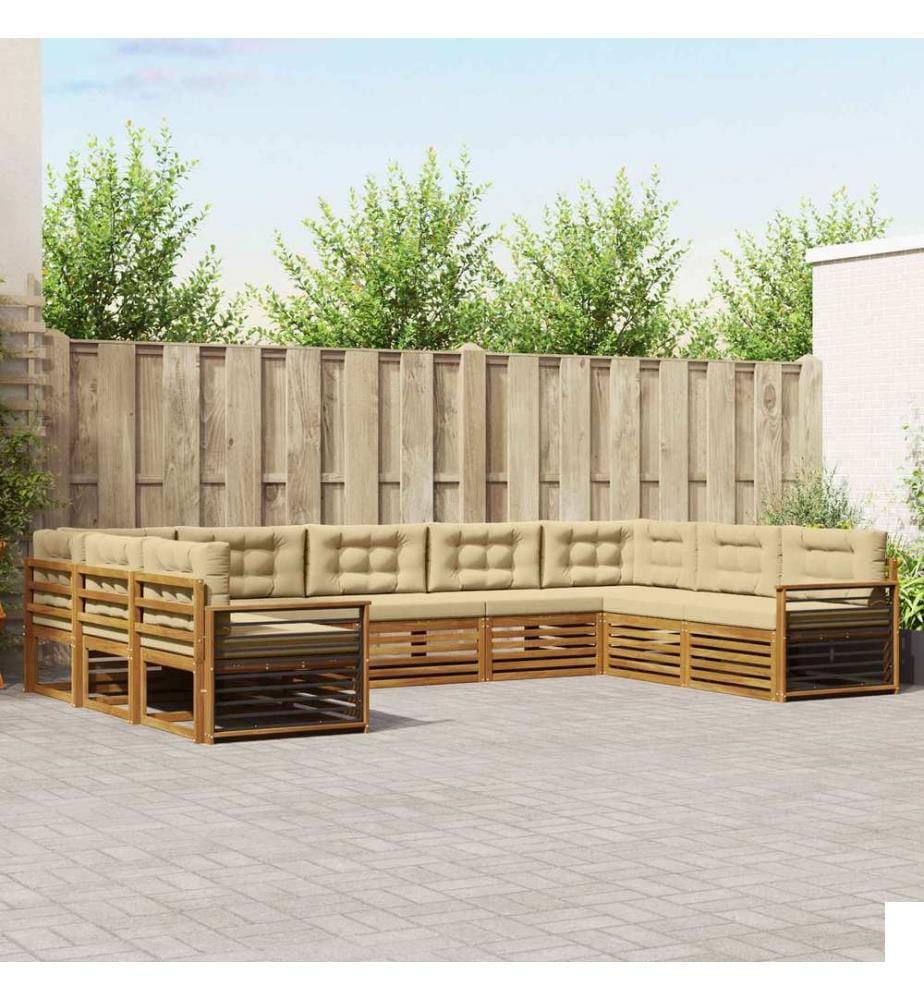 vidaXL Ensemble de canapés d'extérieur 9 pcs Naturel et Beige