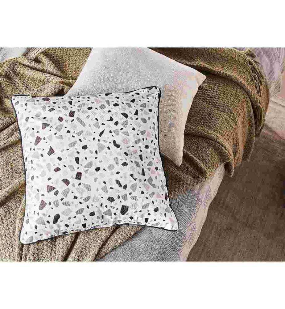 2 Coussins Décoratifs 45 x 45 cm en Velours Multicolore avec Motif Géométrique pour Style Glamour Vintage ou Moderne