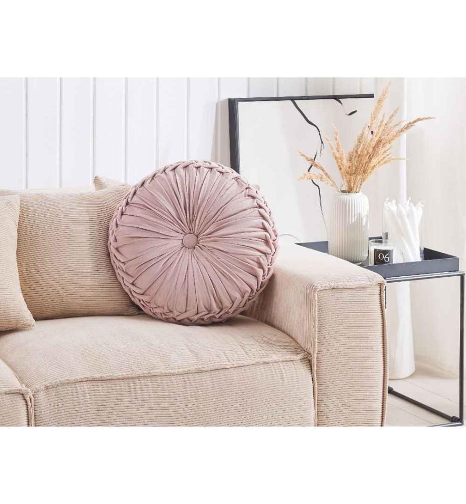 Coussin Décoratif en Tissu Rose avec Motif Plissé de Style Boho ou Moderne Parfait pour un Intérieur Design et Epuré
