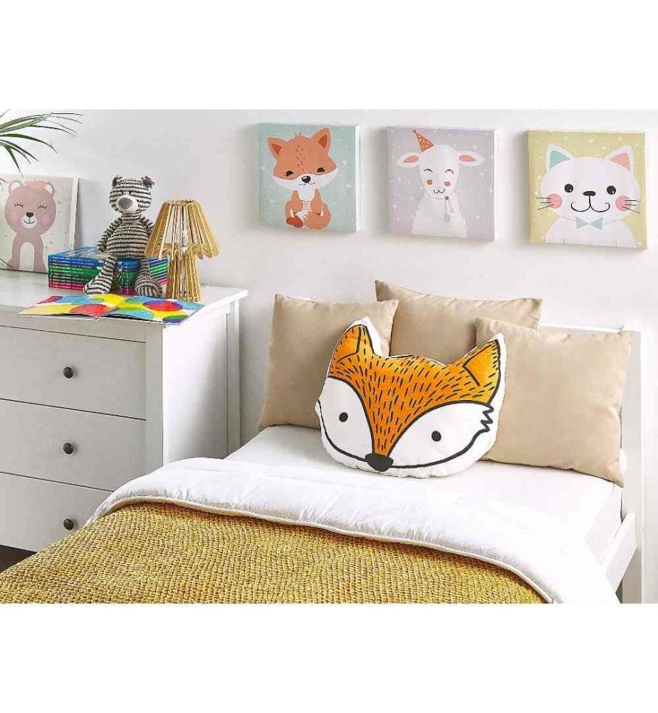 Coussin Décoratif Trop Mignon En Forme de Tête de Renard de Couleur Orange et Blanc pour Décorer Chambre ou Salle de Jeux pour Enfants