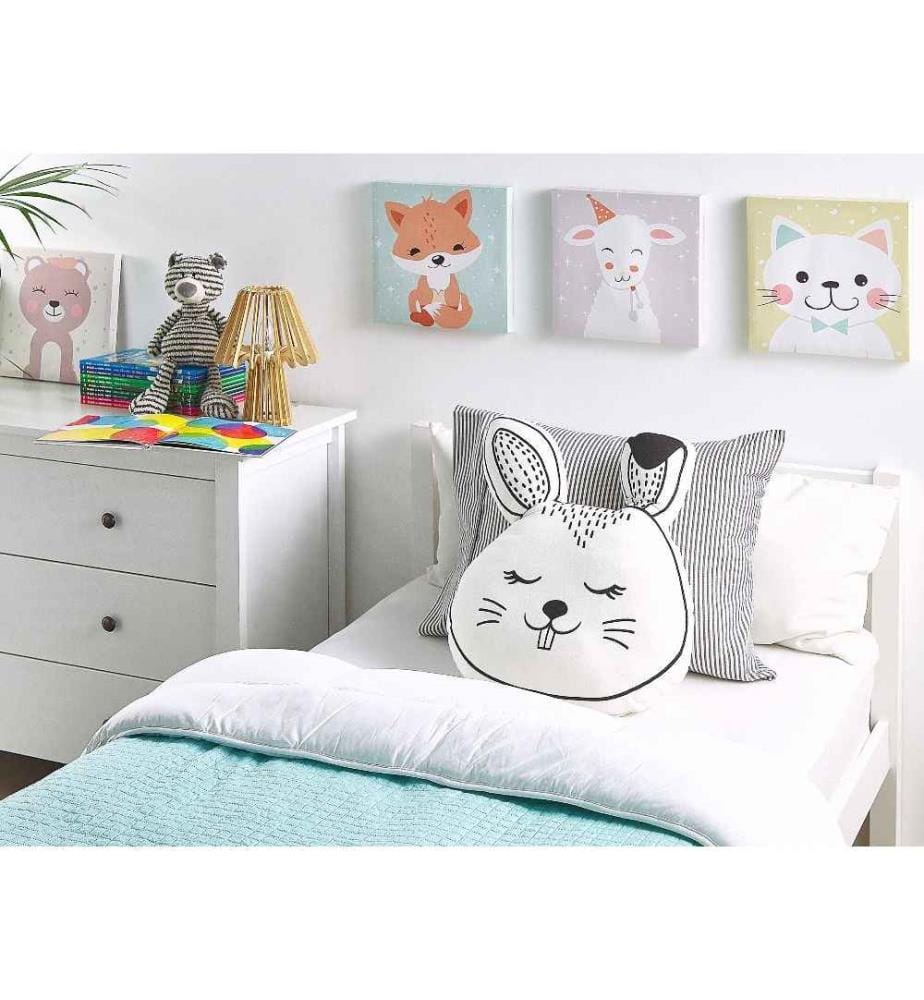Coussin Décoratif Trop Mignon En Forme de Tête de Lapin de Couleur Noir et Blanc pour Décorer Chambre ou Salle de Jeux pour Enfants ou Bébés