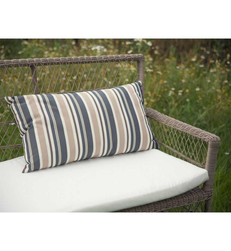 Lot de 2 Coussins de Jardin à Rayures 40 x 70 cm en Tissu Imperméable Bleu et Beige Pour Extérieur